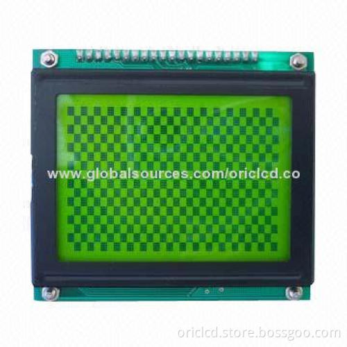 128 x 64 Graphic Dot Matrix LCD Screen in Yellow Green, w/ Overall Dimensions of 78.0 x 70.0 x 13mm